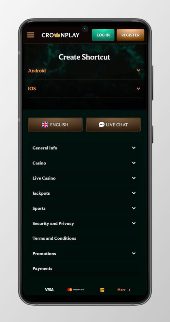 Create shortcut crownplay casino